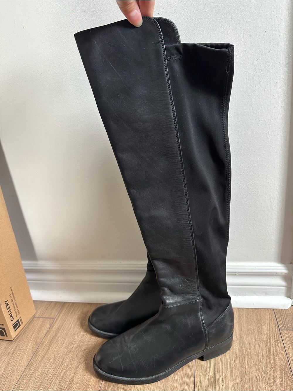 Blondo leather riding boots with stretchy back